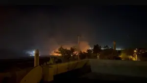 Sınır hattına roket mermisi düştü: Mayınlı bölgede yangın çıktı