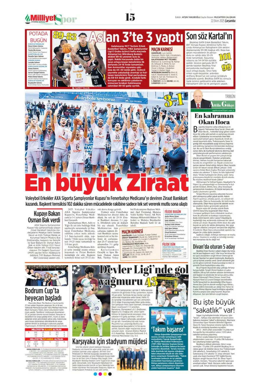 "Viking'i yen Avrupa'yı titret" (22 Ekim 2025 spor manşetleri) 13