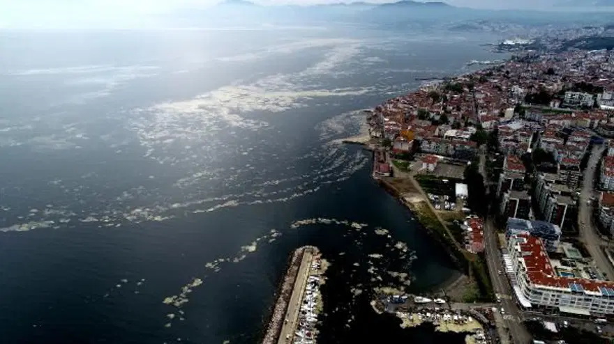 Deniz salyasıyla kaplanan Mudanya Yat Limanı, havadan görüntülendi 11