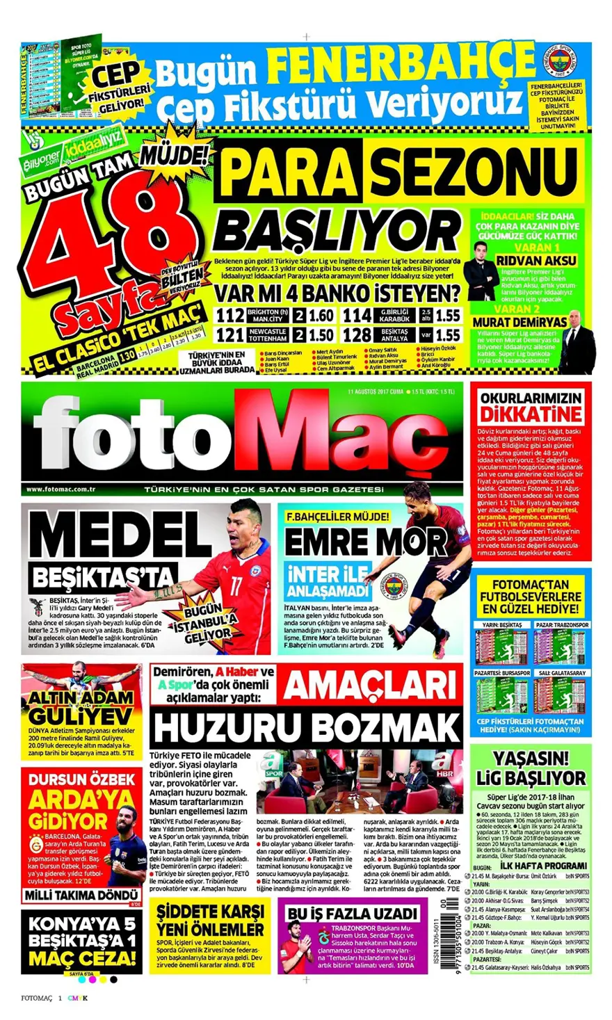 Günün spor gazeteleri (Transfer haberleri - 11 Ağustos 2017) 1 Günün spor gazeteleri (Transfer haberleri - 11 Ağustos 2017) 1