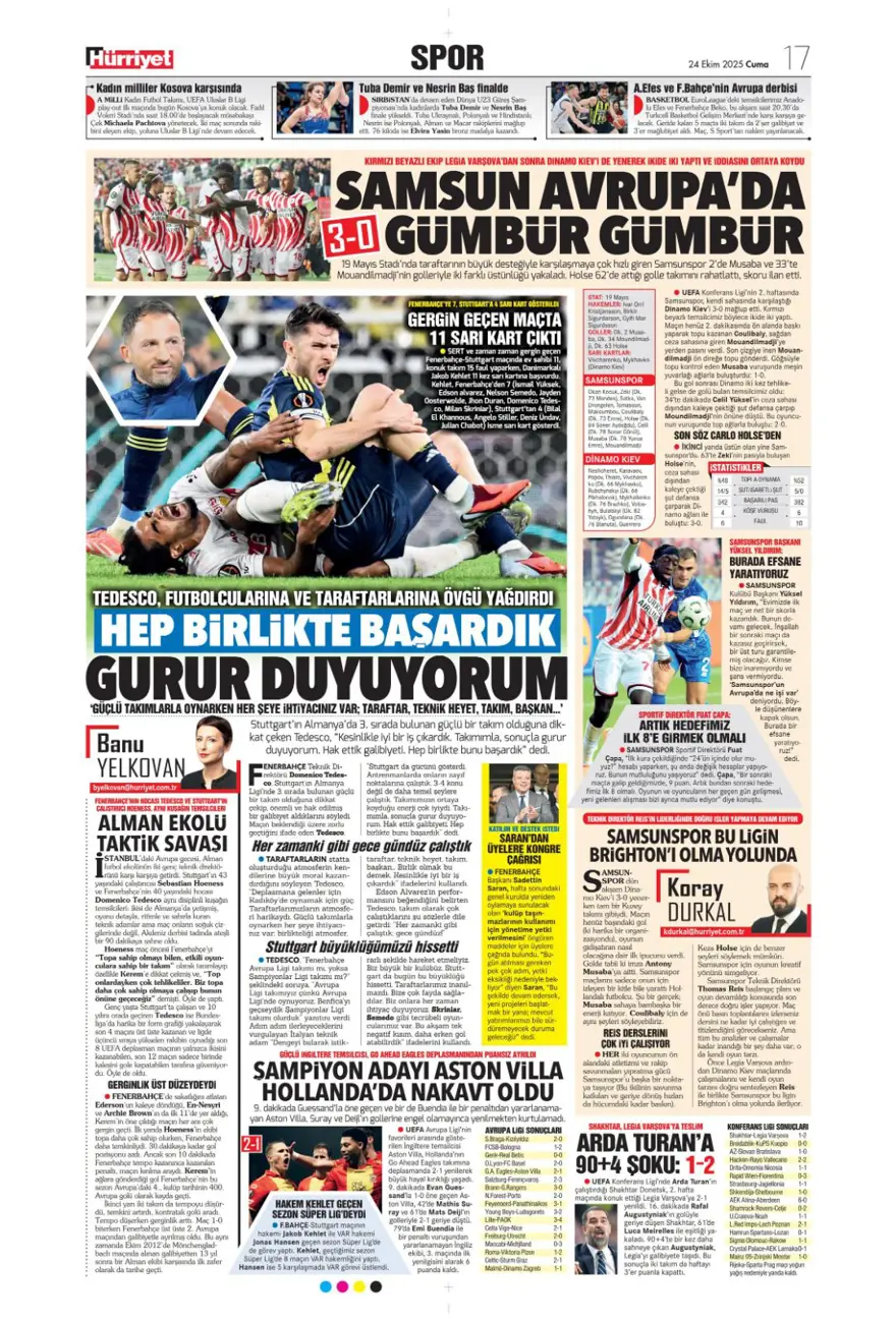 "Kadıköy canavarı" (24 Ekim 2025 spor manşetleri) 13