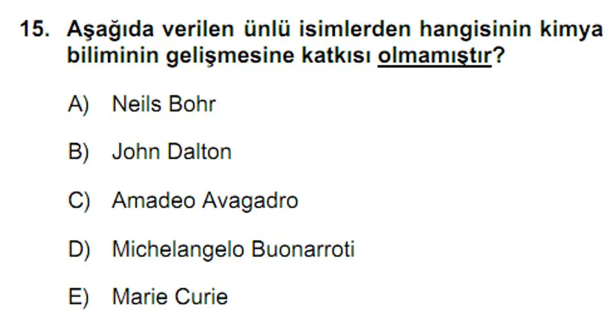 YGS Fen Bilimleri Soruları ve Yanıtları 14