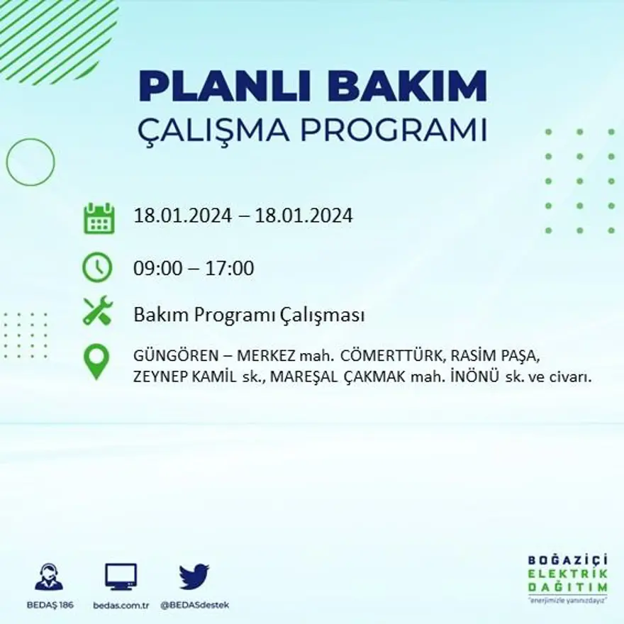 İstanbul'un 17 ilçesinde elektrik kesintisi yaşanacak: Elektrikler ne zaman gelecek? (18 Ocak BEDAŞ kesinti programı) 29
