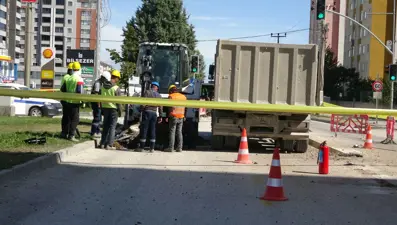 Kazı sırasında doğalgaz borusu patladı