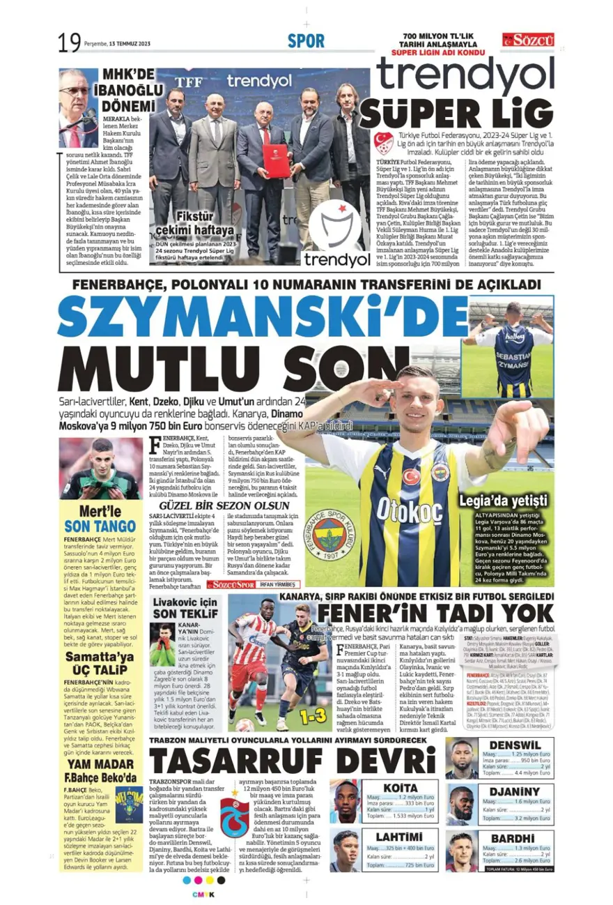 Günün spor manşetleri (13 Temmuz 2023) 17