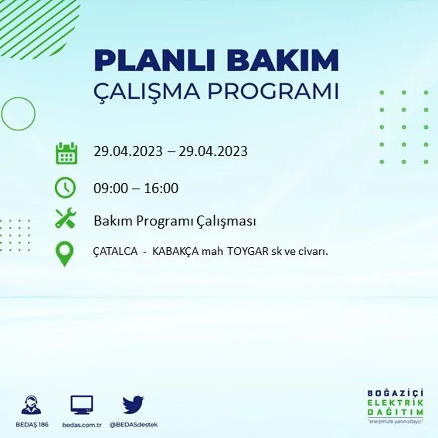 İstanbul'un 14 ilçesinde elektrik kesintisi: Elektrikler ne zaman gelecek? (29 Nisan BEDAŞ planlı elektrik kesintisi) 9