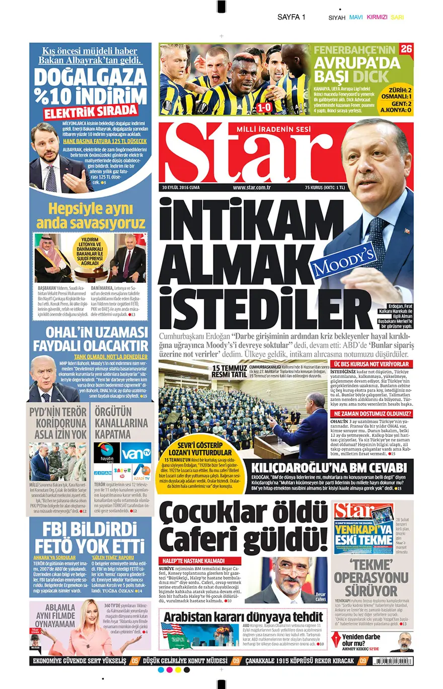 Günün gazete manşetleri - 30 Eylül 2016 7