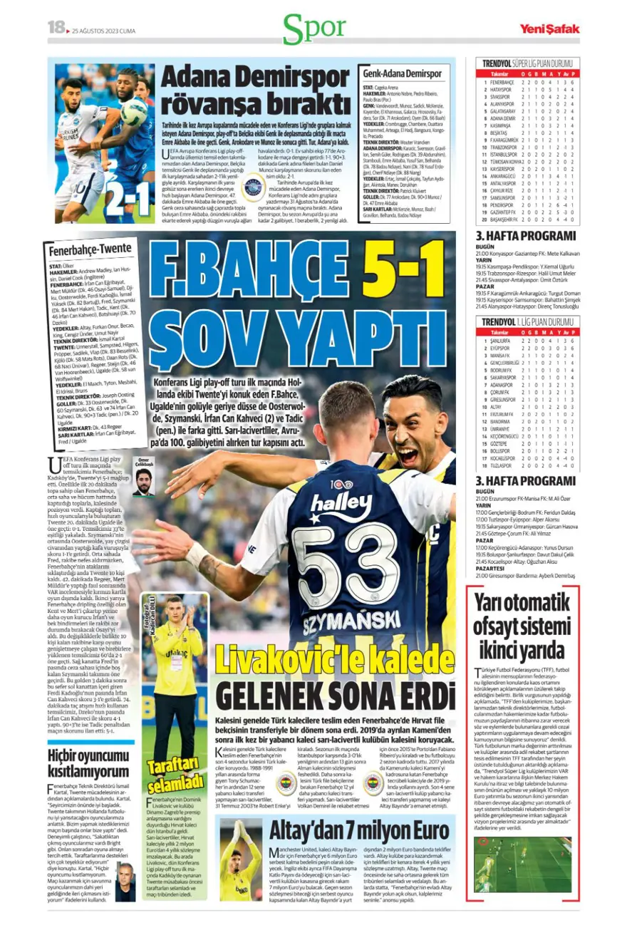 "Aslan'da son aday Salih Özcan" (25 Ağustos 2023 spor manşetleri) 19