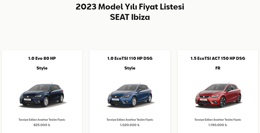 SEAT IBIZA ARALIK AYI FİYAT LİSTESİ 16