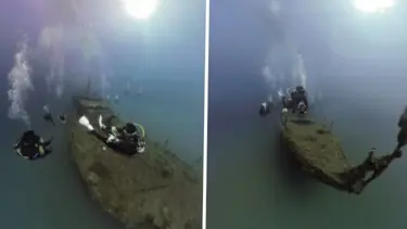 İbrice Limanı açıklarındaki batık gemiyi görüntülendi