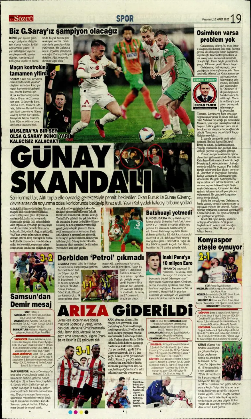 "Aslan kral kükredi" (10 Mart 2025 spor manşetleri) 11