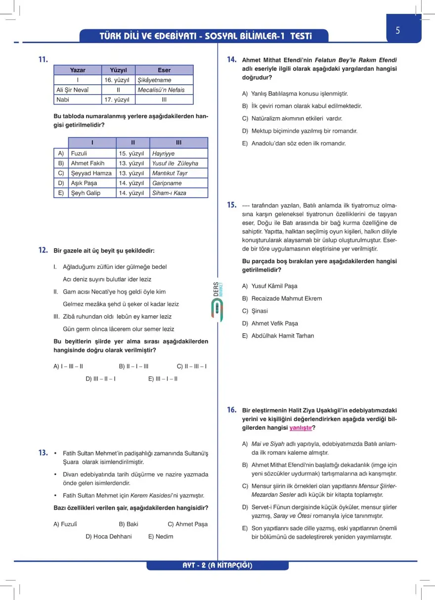 AYT Deneme Sınavı 3