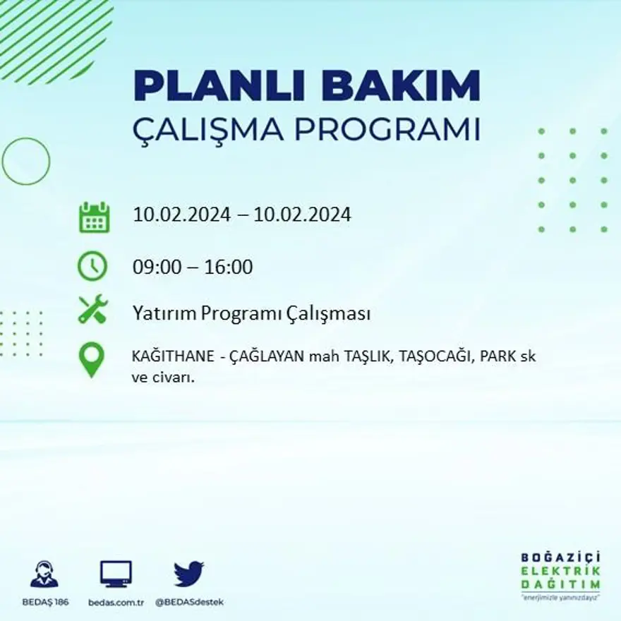 İstanbul'un 17 ilçesinde elektrik kesintisi yaşanacak: Elektrikler ne zaman gelecek? (10 Şubat BEDAŞ kesinti programı) 27 İstanbul'un 17 ilçesinde elektrik kesintisi yaşanacak: Elektrikler ne zaman gelecek? (10 Şubat BEDAŞ kesinti programı) 27