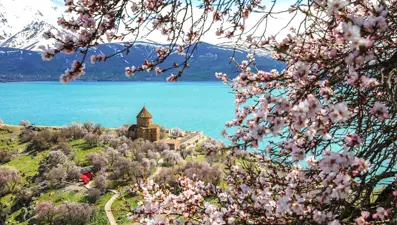 Çiçeklere bürünen Akdamar Adası görsel şölen sunuyor