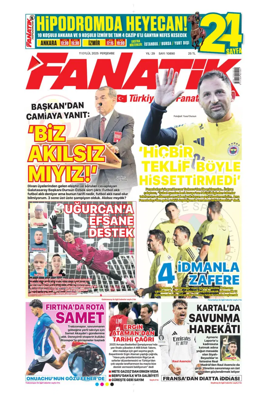 "Aslan'a yeni Mertens" (11 Eylül spor manşetleri) 3