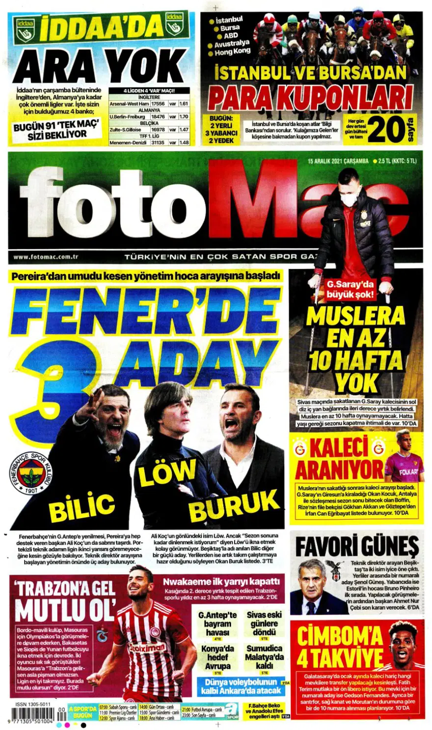 Günün spor manşetleri (15 Aralık 2021) Günün spor manşetleri (15 Aralık 2021)