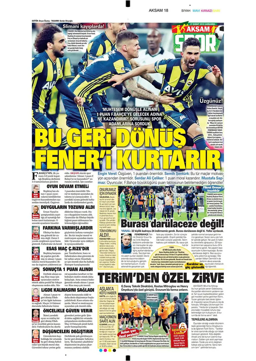 Günün spor manşetleri (27 Şubat 2019) 9
