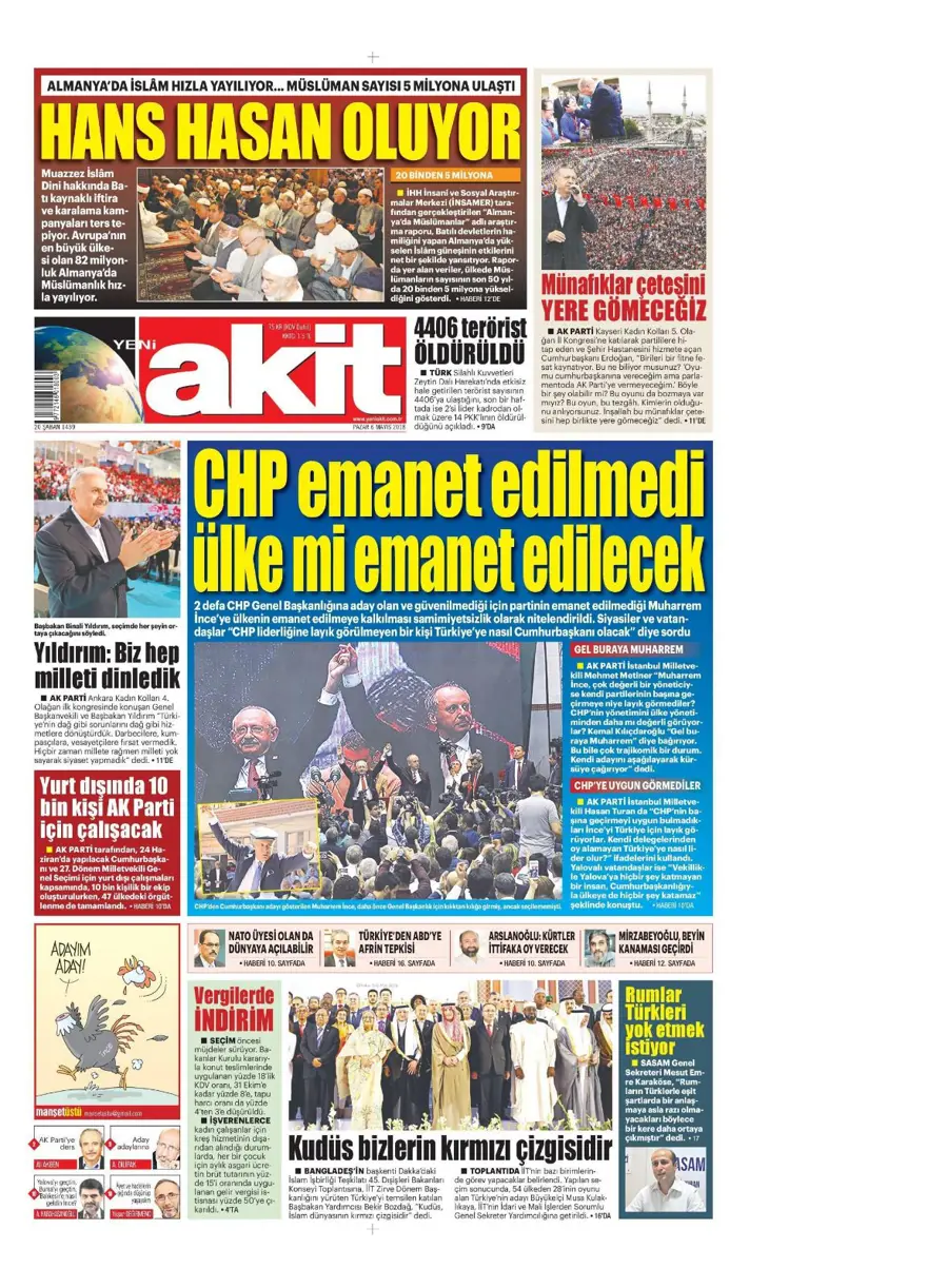 Günün gazete manşetleri - 6 Mayıs 2018 13