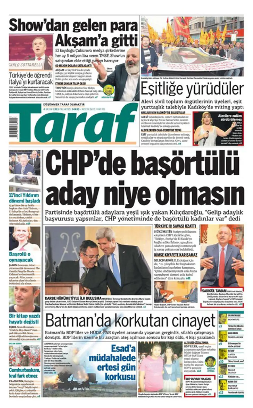 4 Kasım 2013 gazete manşetleri 