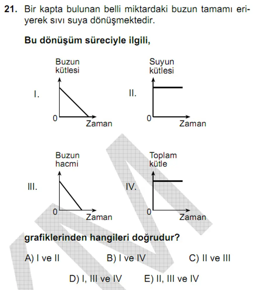 YGS Fen Bilimleri Soruları ve Yanıtları 20