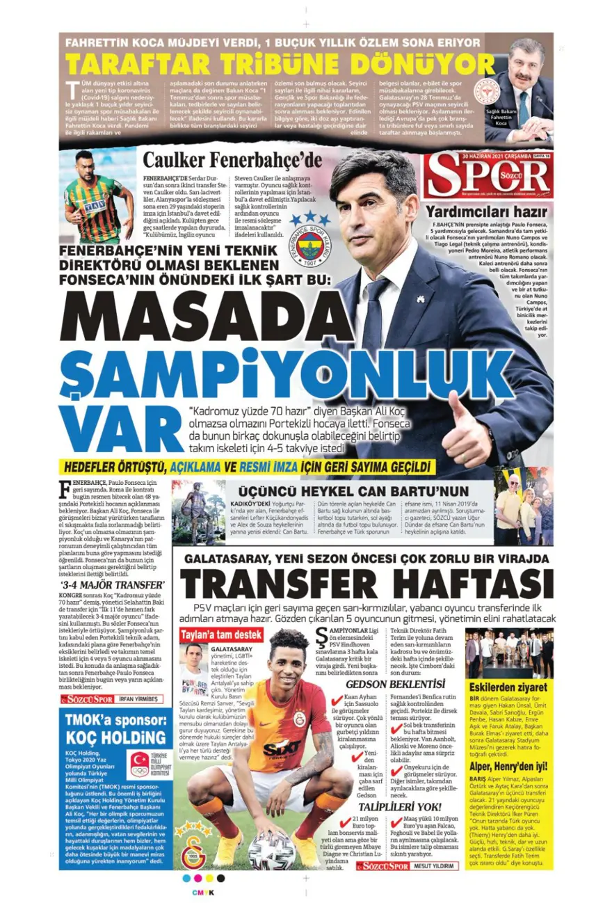 Günün spor manşetleri (30 Haziran 2021) 6
