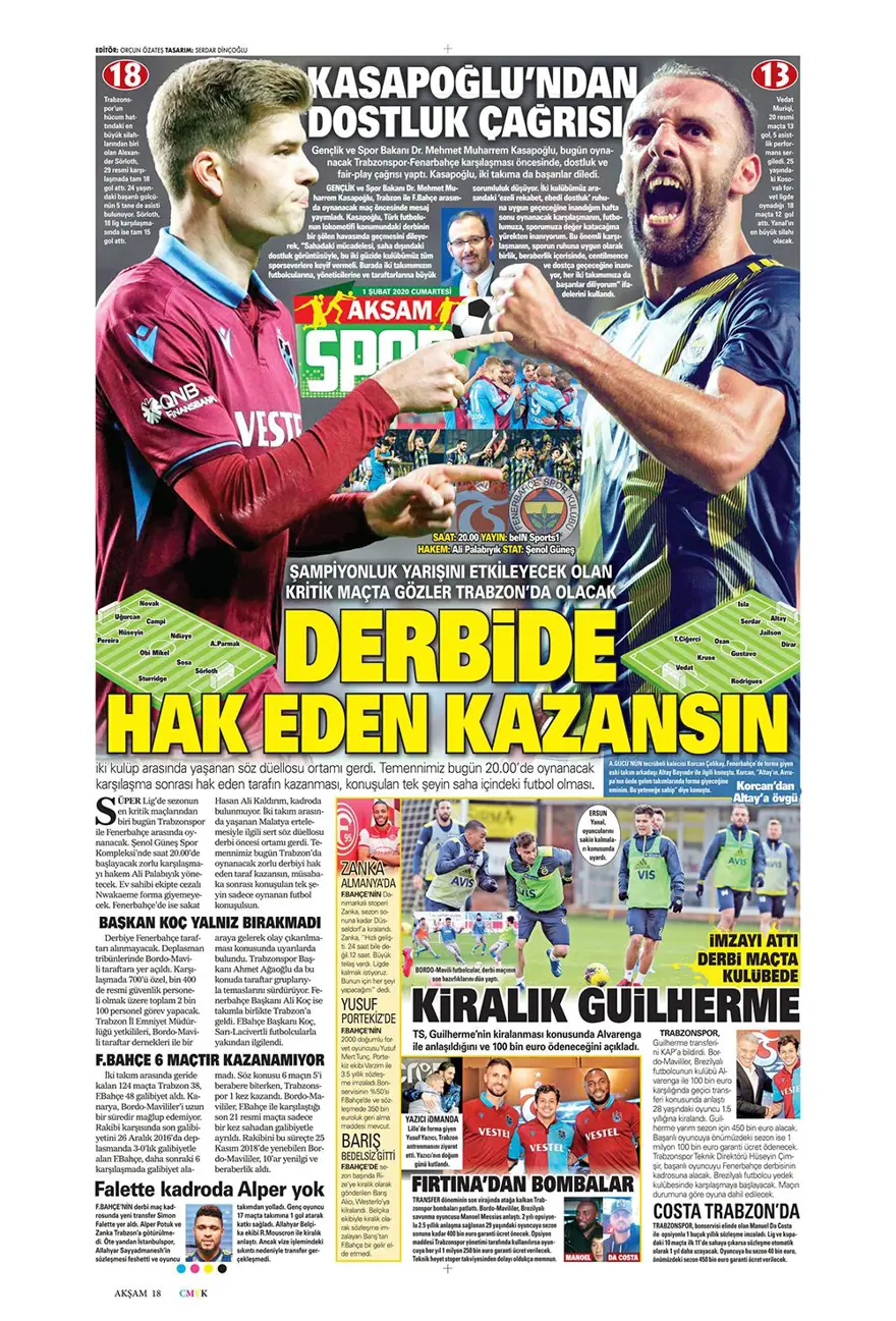 Günün spor manşetleri (1 Şubat 2020) 4