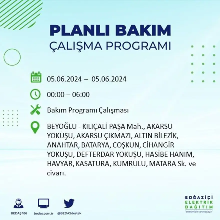 İstanbul'un 19 ilçesinde elektrik kesintisi: Elektrikler ne zaman gelecek? (5 Haziran BEDAŞ kesinti programı) 21 İstanbul'un 19 ilçesinde elektrik kesintisi: Elektrikler ne zaman gelecek? (5 Haziran BEDAŞ kesinti programı) 21