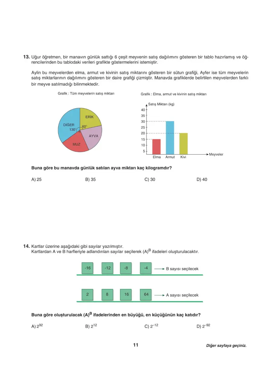 Uğur Okulları LGS-2 sayısal deneme sınavı 10