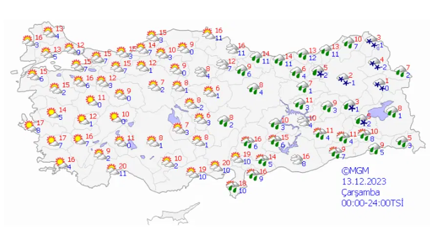 13 ARALIK ÇARŞAMBA HAVA DURUMU 16