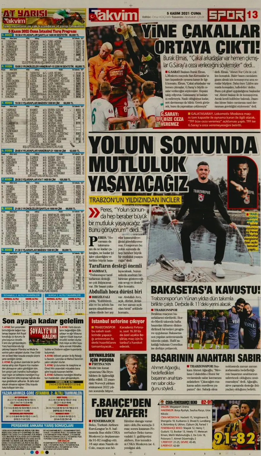 Günün spor manşetleri (5 Kasım 2021) 8