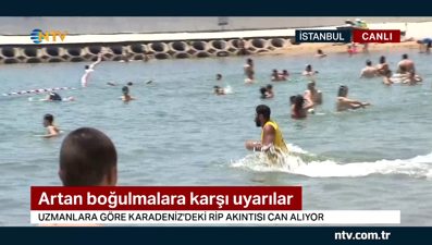 İstanbul'da kalanlar plajlara akın etti (Canlı yayınla kurtarma tatbikatı)