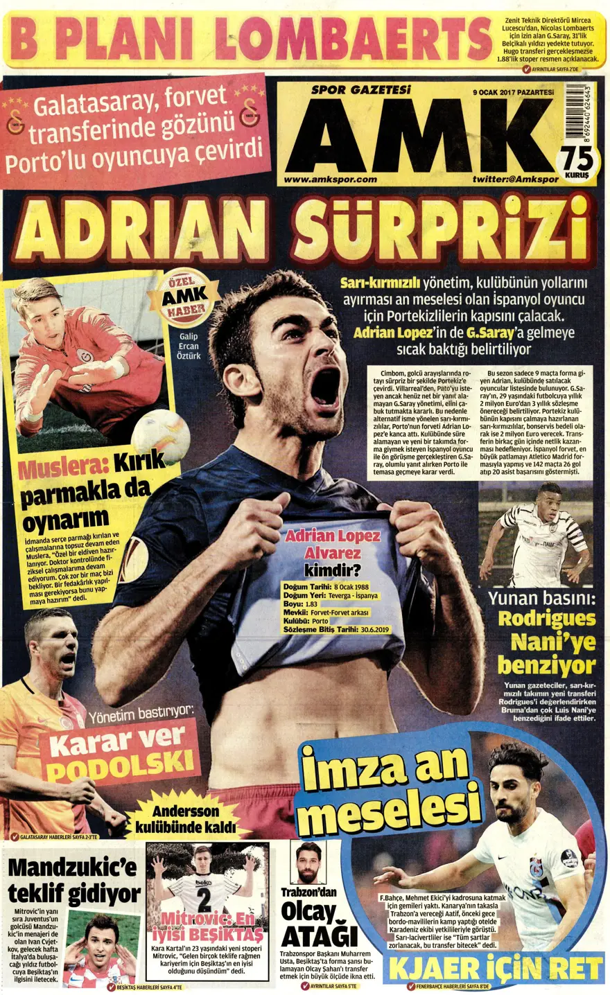 Günün spor manşetleri (09 Ocak 2017) 3