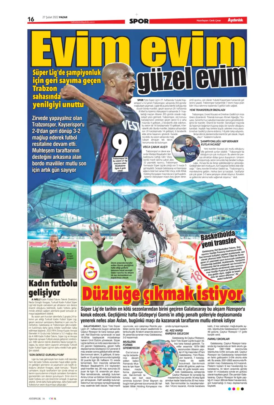 Günün spor manşetleri (27 Şubat 2022) 4