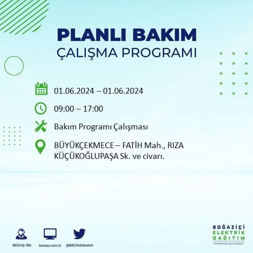 İstanbul'un 18 ilçesinde elektrik kesintisi yaşanacak: Elektrikler ne zaman gelecek? (1 Haziran BEDAŞ kesinti programı) 17 İstanbul'un 18 ilçesinde elektrik kesintisi yaşanacak: Elektrikler ne zaman gelecek? (1 Haziran BEDAŞ kesinti programı) 17