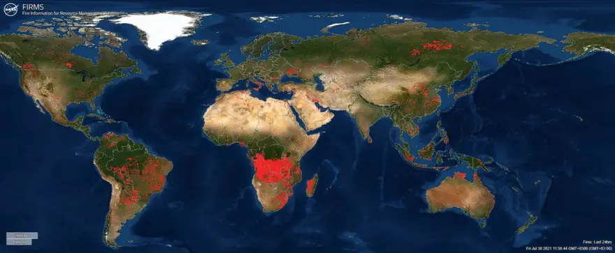 DÜNYADAKİ BİNLERCE ORMAN YANGINI EŞ ZAMANLI OLARAK TAKİP EDİLEBİLİYOR 