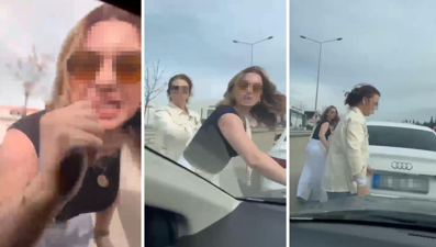 İki kadın sürücü trafikte kavga etti: Camı yumrukladı, küfür etti