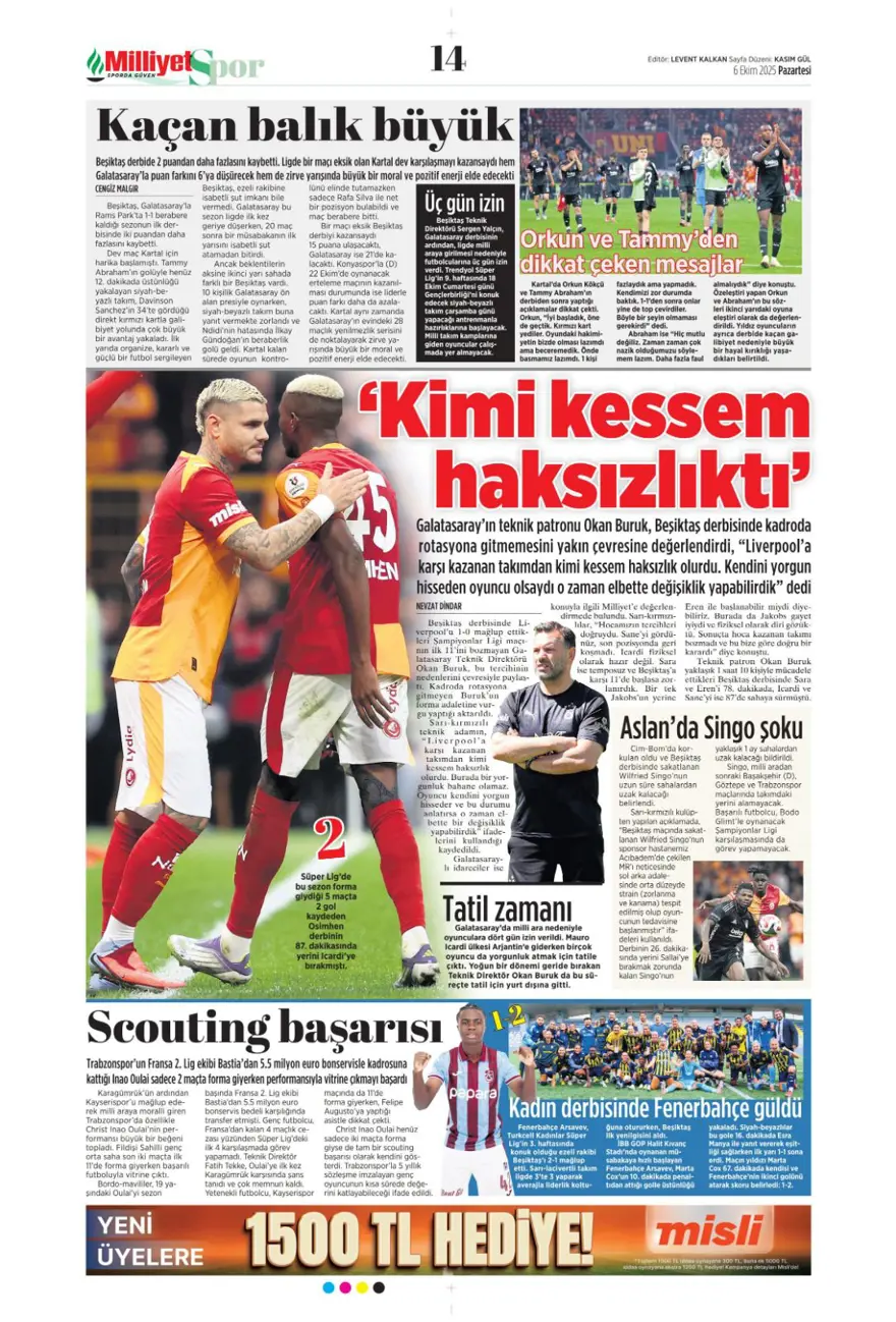 "İki ileri, bir geri" (6 Ekim 2025 spor manşetleri) 8 "İki ileri, bir geri" (6 Ekim 2025 spor manşetleri) 8