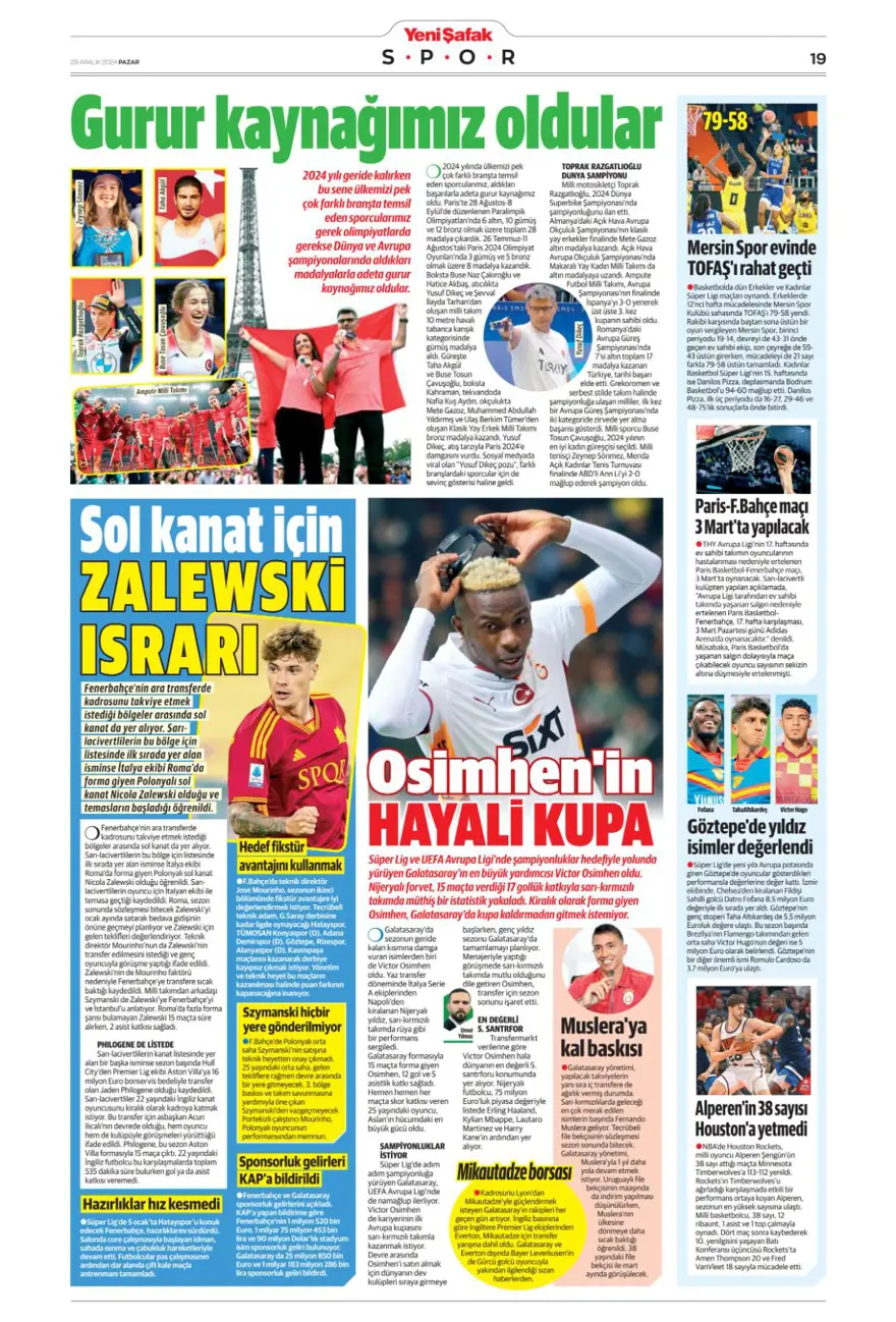 "Galatasaray'dan dünya yıldızı operasyonu" (29 Aralık 2024 spor manşetleri) 18