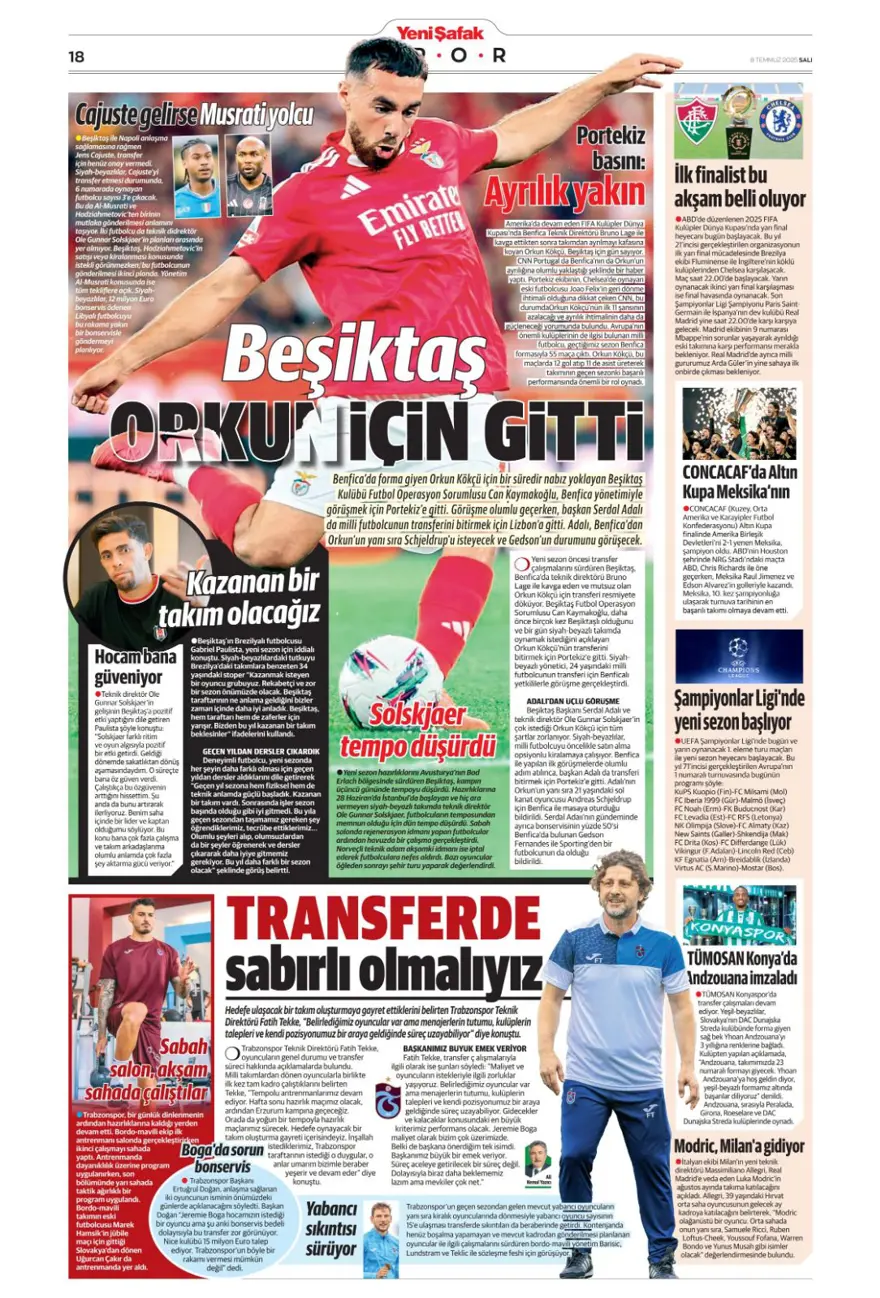 "100 milyon euro paniği" (8 Temmuz 2025 spor manşetleri) 23