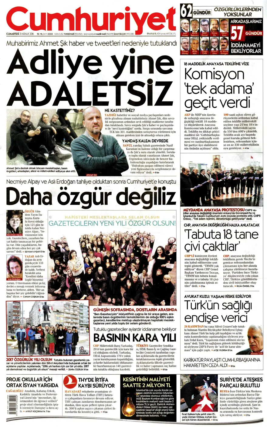 Günün gazete manşetleri - 31.12.2016 3