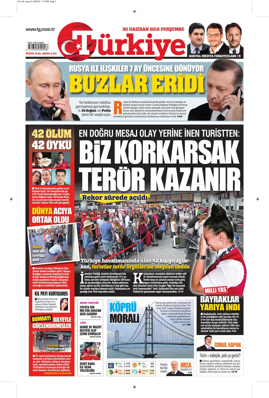 Günün gazete manşetleri (30 Haziran 2016) 13