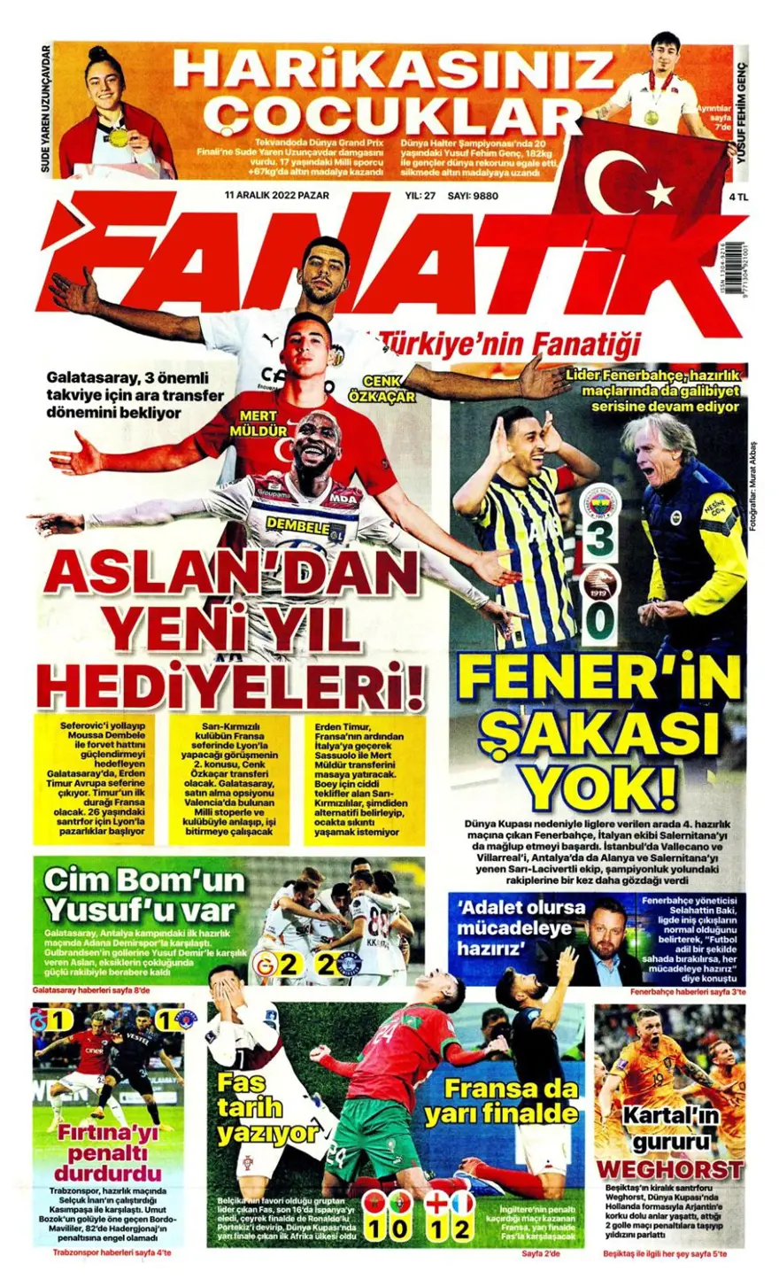 Günün spor manşetleri (11 Aralık 2022) 24