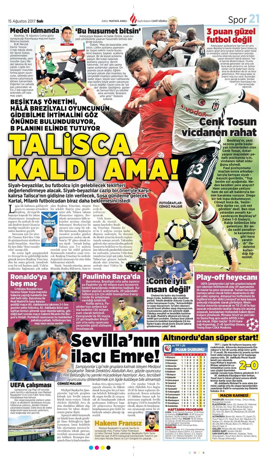 Günün spor gazeteleri (Transfer haberleri - 15 Ağustos 2017) 22 Günün spor gazeteleri (Transfer haberleri - 15 Ağustos 2017) 22