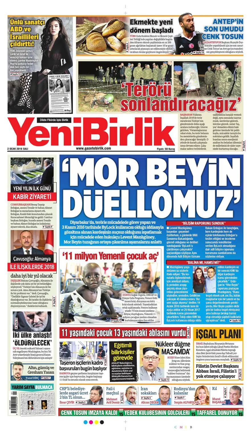 Günün gazete manşetleri - 2 Ocak 2018 16