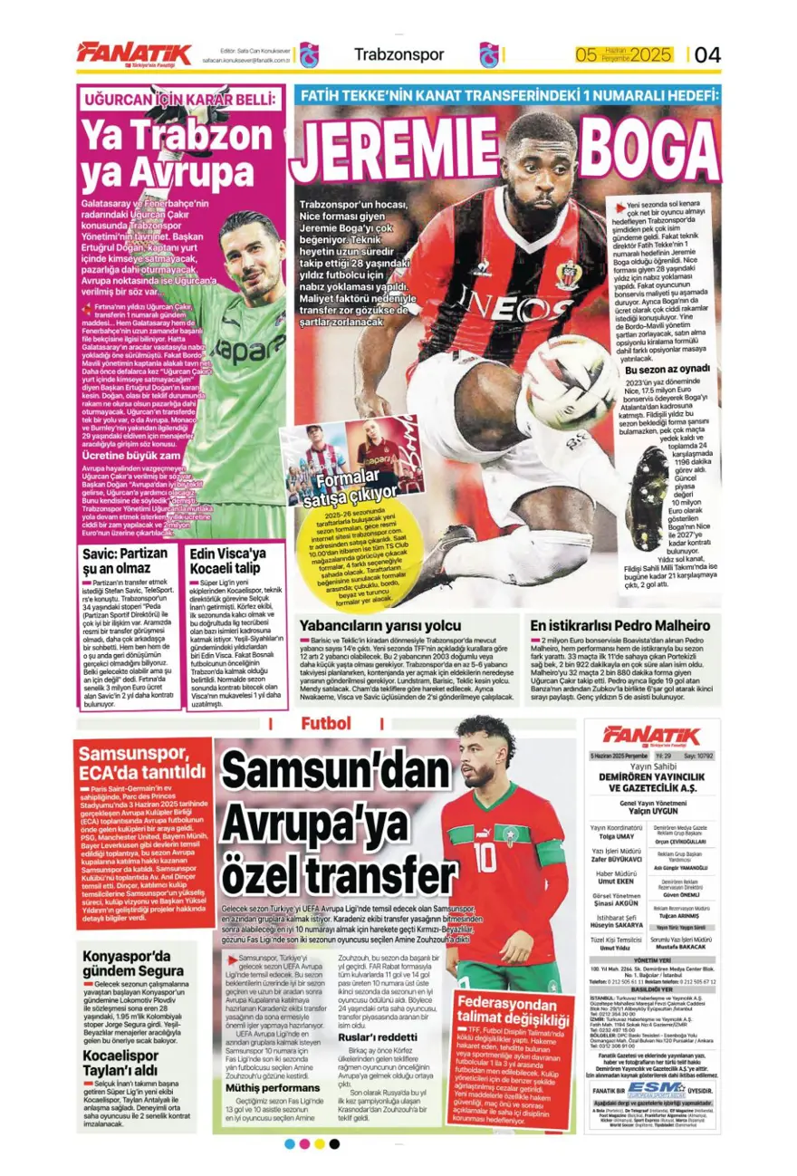 Transferin gündemi Sane (5 Haziran 2025 spor manşetleri) 2