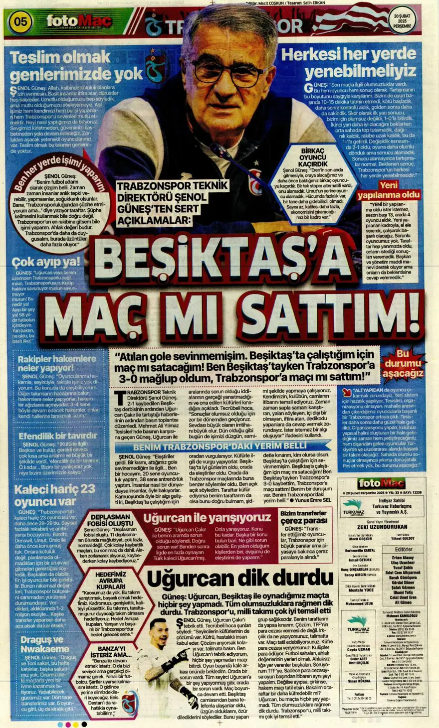 "Fenerbahçe zafer, Aslan destan peşinde" (20 Şubat spor manşetleri) 8