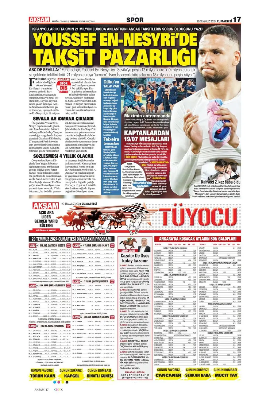 "Montella kalıyor yabancı kuralı değişiyor" (20 Temmuz 2024 spor manşetleri) 18 "Montella kalıyor yabancı kuralı değişiyor" (20 Temmuz 2024 spor manşetleri) 18