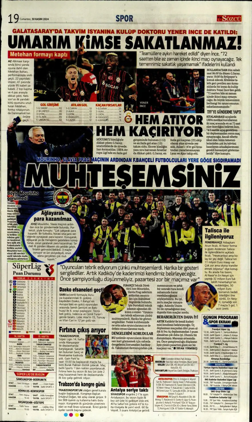 "Yeni başkan, yeni hoca" (30 Kasım 2024 spor manşetleri) 9