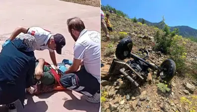Traktör uçuruma yuvarlandı: 2'si ağır, 8 yaralı