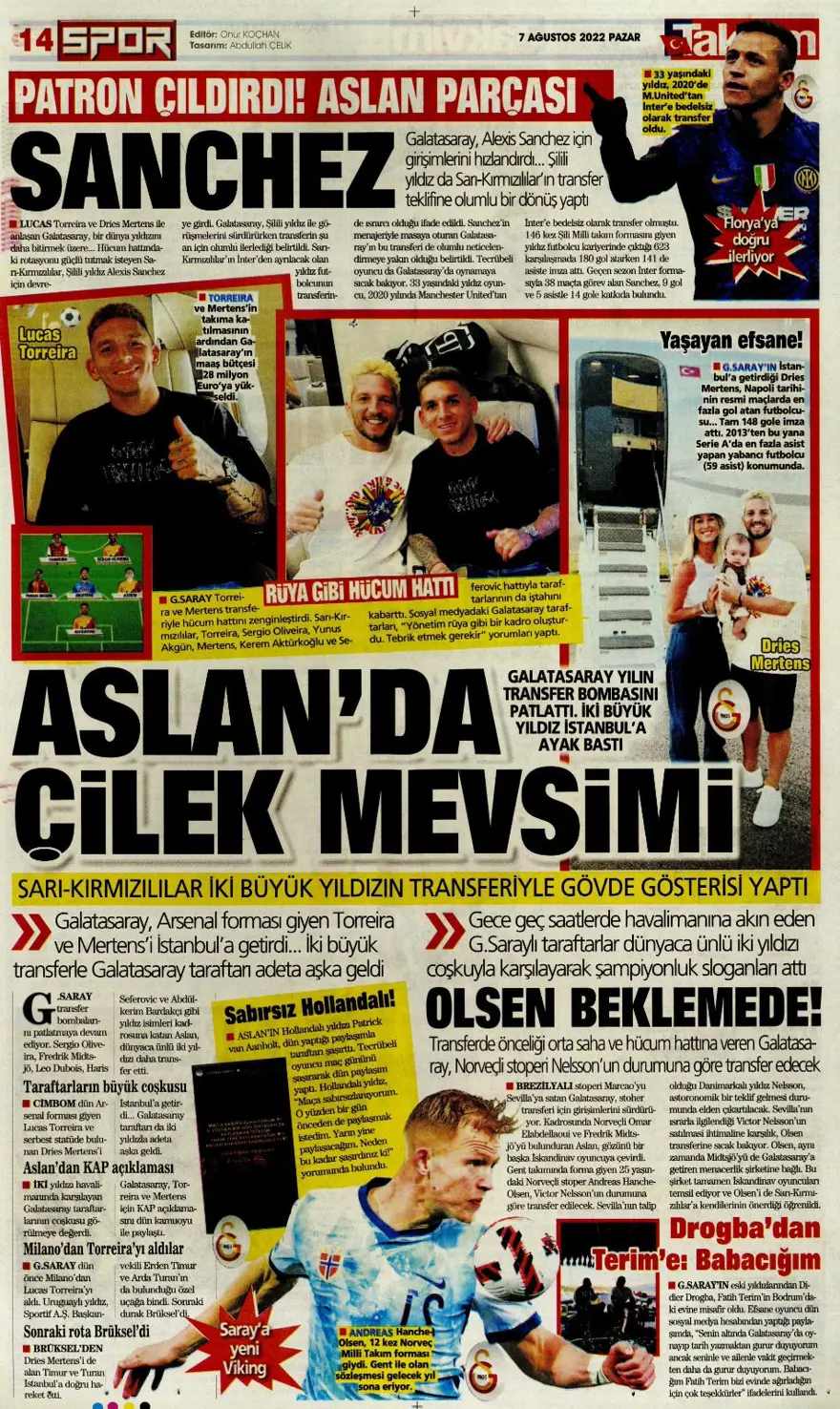 Günün spor manşetleri (7 Ağustos 2022) 